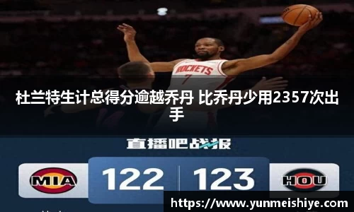 杜兰特生计总得分逾越乔丹 比乔丹少用2357次出手
